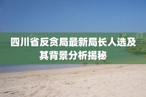 四川省反貪局最新局長人選及其背景分析揭秘