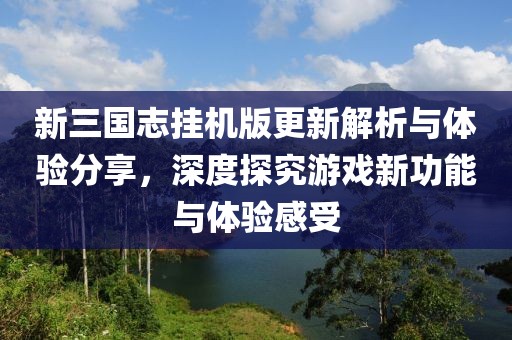 新三國志掛機版更新解析與體驗分享,深度探究游戲新功能與體驗感受
