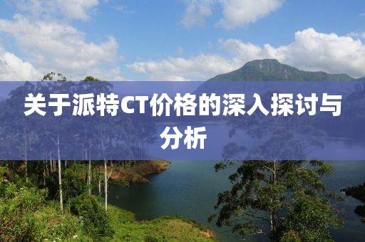 關(guān)于派特CT價格的深入探討與分析